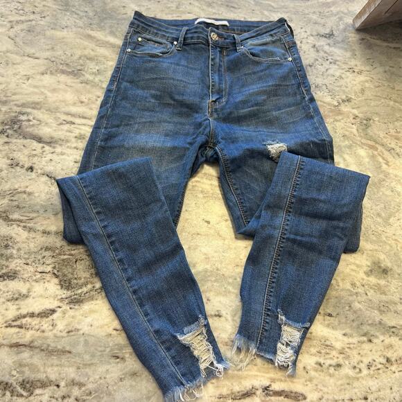 A2nd Medium Wash Distressed Skinny Jeans Size 5 - Picture 3 of 3